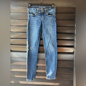 💥SALE💥 Aeropostale Lola Jegging 000/short Blue Jeans Distressed